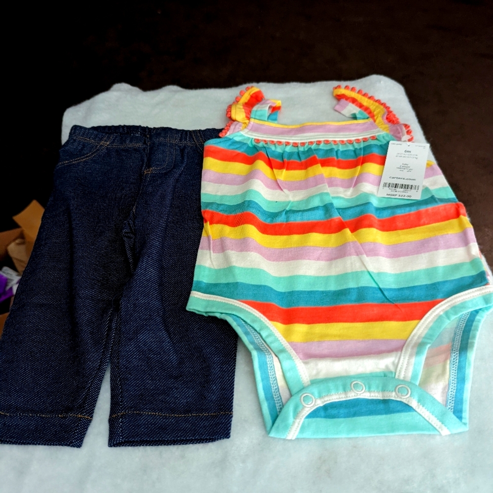 Beautiful Ruffle Sleeveless Bodysuit & Navy leggings